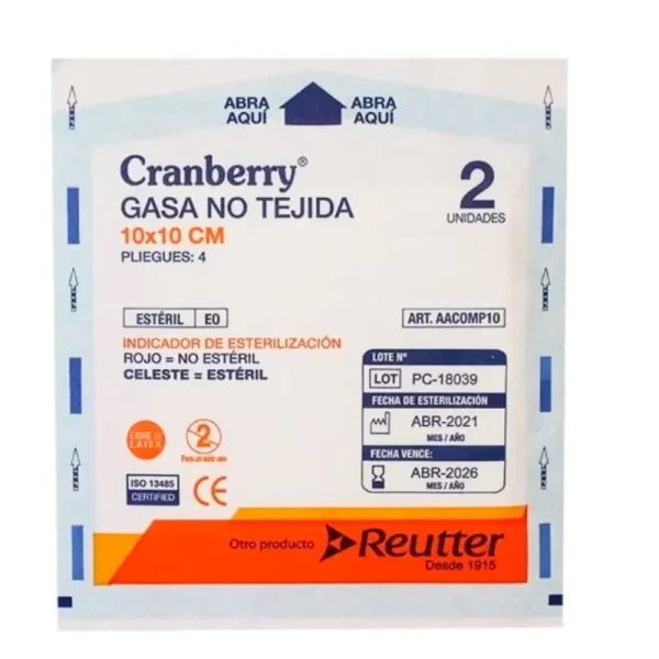 GASA ESTERIL NO TEJIDA 10X10 CRANBERRY