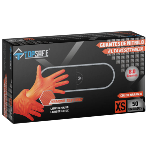 GUANTE NITRILO NARANJO TEXTURIZADO TOP SAFE (